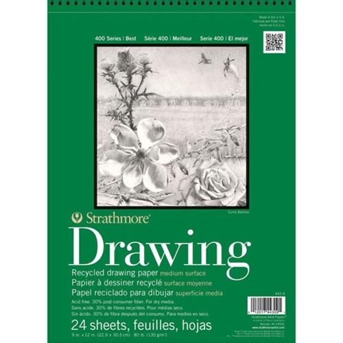 Strathmore Artist Papers 11" x14" 80 lb. 400 Series Recycled Drawing 24 Sheet Spiral Bound Pad