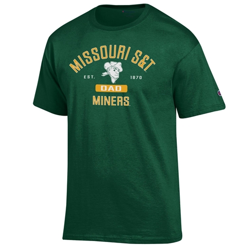 Missouri S&T Champion Dad Dark Green Crew Neck T-Shirt