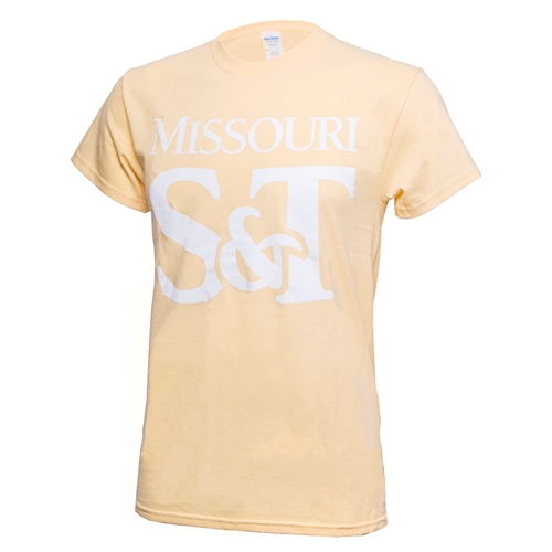 Missouri S&T Block Letters Yellow Crew Neck T-Shirt