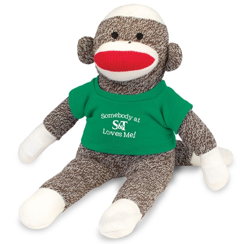 11in Green and White S&T Sock Monkey