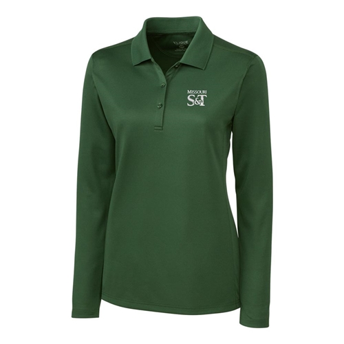 Green Missouri S&T 2 Button Up Long Sleeve Polo