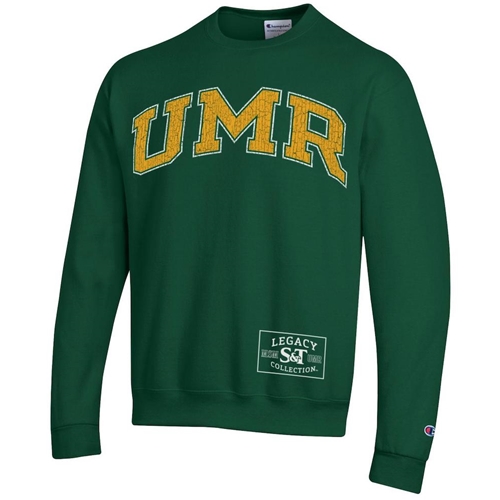 Dark Green Champion® Distressed UMR Legacy Collection Sweatshirt
