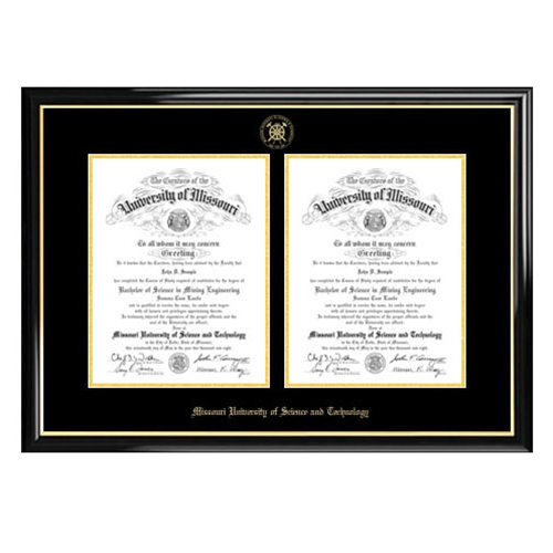 University of Missouri S&T Black Petite Double Diploma Frame