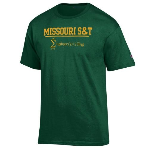 Missouri S&T Champion Engineering Dark Green Crew Neck T-Shirt
