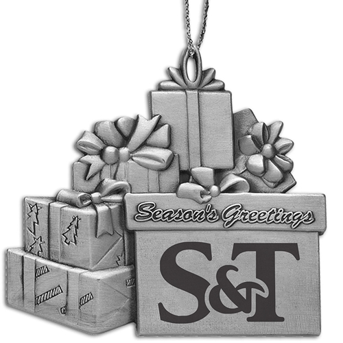 Missouri S&T Seasons Greetings Silver Ornament