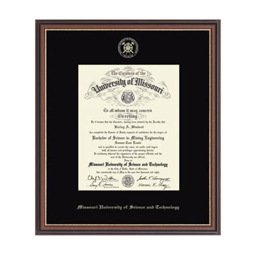 University of Missouri S&T Gold Williamsburg Diploma Frame