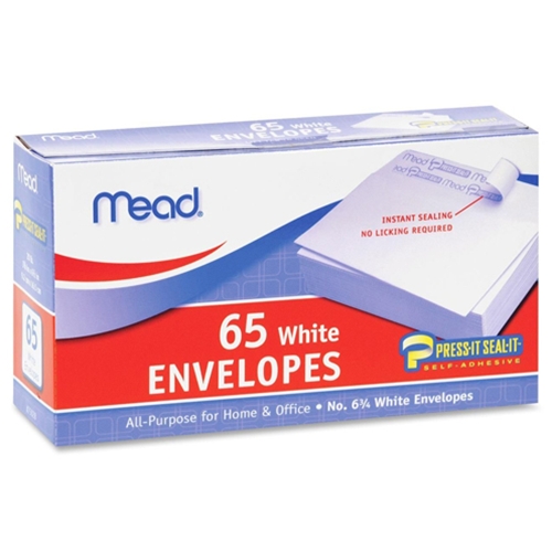 Mead White Self-Adhesive Business Envelopes - 65 Pack