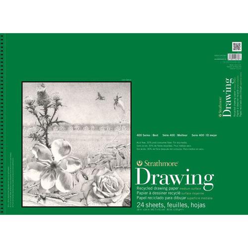 The S&T Store - Strathmore Artist Papers 18 x 24 80 lb. 400 Series  Recycled Drawing 24 Sheet Spiral Bound Pad
