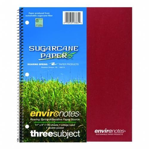 Biobased Environotes Assorted Colors 3-Subject 1 pocket Spiral Notebook