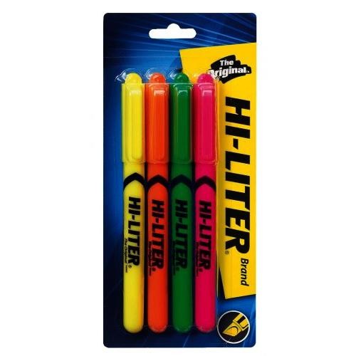 Hi-Liter Fluorescent Highlighters Pack of 4