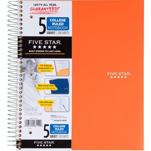 Five Star Trend Wire Bound College Ruled 5 Subject Notebook