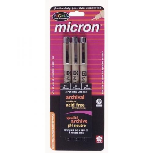 Waakzaamheid Kind Voetzool The S&T Store - Pigma Micron Black Fine Line Design Pen Pack of 3