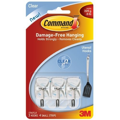 Command 3M Clear Adhesive Hooks 3 Pack Clear