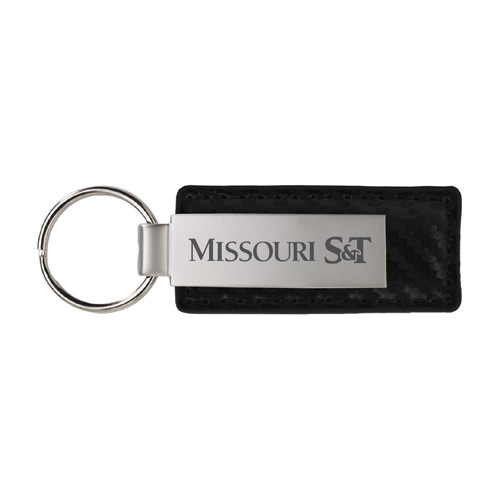 Missouri S&T Black Leather Keychain