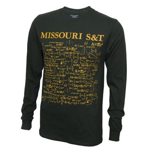Missouri S&T Champion Math Formulas Dark Green Crew Neck Shirt