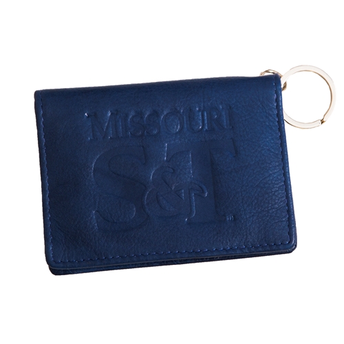 Missouri S&T Embossed Leather Blue ID Holder