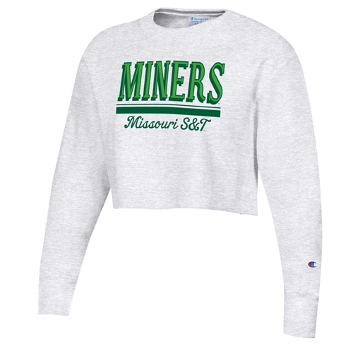 Missouri S&T Miners Champion Junior's Ash Grey Crop Sweatshirt