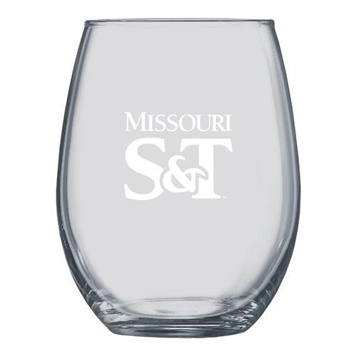 Missouri S&T Clear Stemless Wineglass
