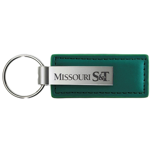 Missouri S&T Green Leather Keychain