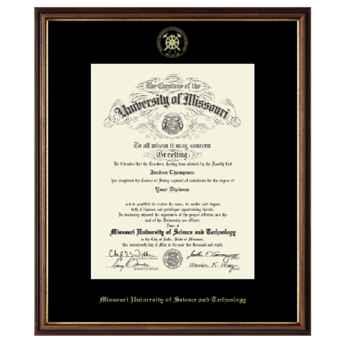 Missouri S&T Williamsburg PHD Red Diploma Frame
