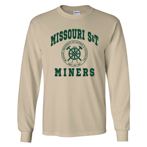 Tan Missouri S&T Miners Historic Seal Long Sleeve Tee