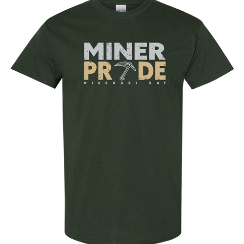 Dark Green Miner Pride Pickax Missouri S&T Full Chest Screenprint Tee
