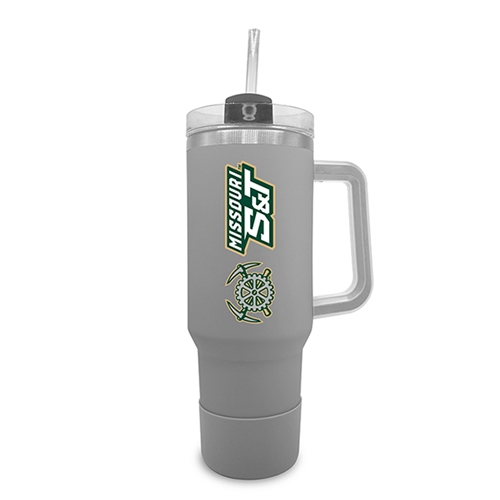Grey 40oz Missouri S&T Tumbler with Straw and Handle