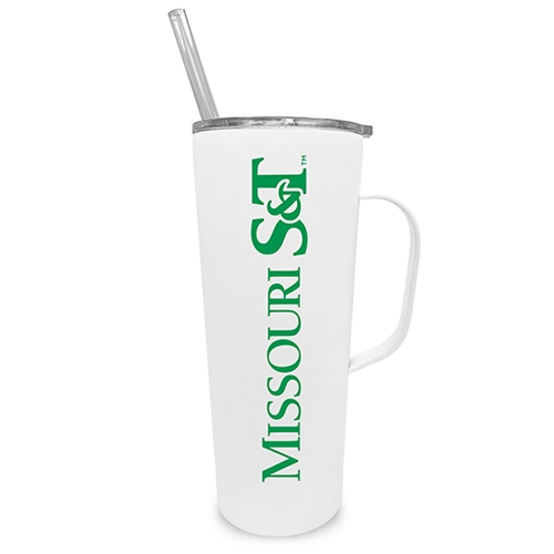 White 20oz Missouri S&T Tumbler with Straw and Handle